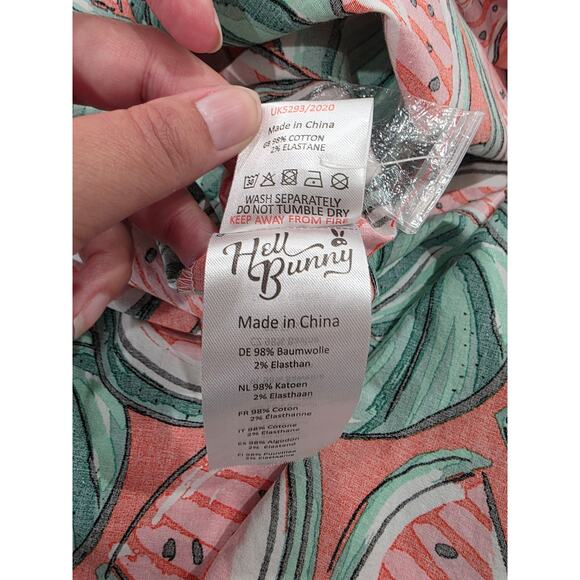 Hell Bunny Watermelon Print Summer Dress 4XL Cotton Stretch Fit & Flare - Picture 11 of 11